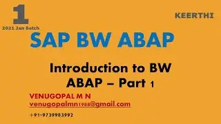 LIVE Session : iLearnSAPwithVENU - Keerthi 1. Introduction to BW ABAP - Basics Part 1 | VENUGOPAL