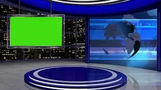 Green Screen | Chroma Key | news tv studio set 24 virtual green screen background loop | 4K | HD