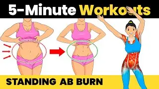 5 MIN STANDING AB BURN 💕 At Home Flat Stomach Workout 💕 Quick Abs Exercise