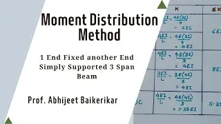 Analysis of 3 Span Beam by Moment Distribution Problem | 1 End Fixed and another End Hinged Beam