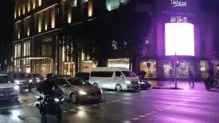 Night scenes at Singapore - Bugis Junction - Rochor Rd/Victoria St - traffic intersection