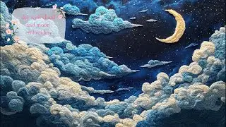 sky with cloud and moon embroidery #diycrafts #diycraft