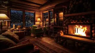 Relaxing Blizzard Sounds: Crackling Fireplace in a Snowy Mountain Cabin | Resting Area