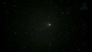 Comet C/2020 V2 and starlink satelites on its background in the sky of Ukraine on August 25, 2023