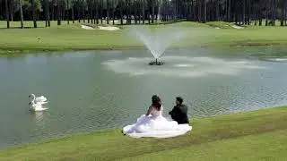 Antalya Golf sahasında Gelin damat düğün hikayesi drone çekimi