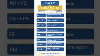 Shortcut Key in Tally Prime#accounting #tallyprime #shorts #shortcut