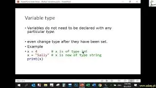 Python Variables, Computer Science Lecture | Sabaq.pk