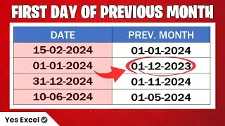 Get First Day of Previous Month in Excel