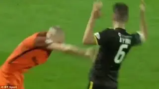 Dundee United player Willo Flood goes into spectacular meltdown after being sent off against