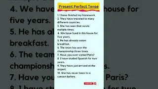 Present Perfect Tense Examples 