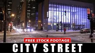 Footage of City Street at Night in Downtown Montreal - Free Stock Footage