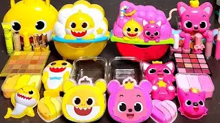 ASMR Baby Shark vs Pinkfong Slime Mixing Random Into Slime! Satisfying Slime#ASMR#Slime#satisfying