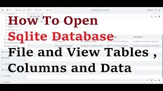 How To Open Sqlite Database File and View Tables , Columns and Data || Hindi