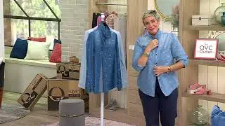 Joan Rivers Star Print Button-Front Denim Shirt on QVC