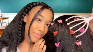 ASMR Girl Who’s Obsessed With You Plays With Your Hair On The First Day Of School 🤩💆 ASMR Hair Play