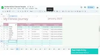 12 Months Monthly Workout Calendar Template Daily Exercise Tracker/Planner Google Sheets Spreadsheet