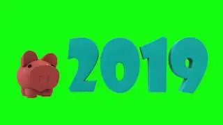Футаж на зеленом фоне - поросенок 2019