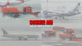 [HEAVY SNOWFALL AT DÜSSELDORF AIRPORT!] - Winter Operations - Takeoffs & landings in the snow -