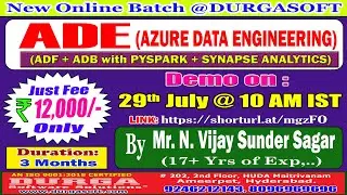 ADE (AZURE DATA ENGINEERING) Online Training @ DURGASOFT