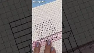 Объёмный 3d рисунок по клеточкам легко и просто #shorts 3d Optical Drawing easy&cute