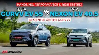 Tata Curvv EV 55 vs Nexon EV 40.5 | Handling, Performance & Ride Compared | ZigWheels.com