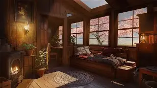Расслабляющий Джаз ☆ Летняя комната, Камин, Пение птиц, Сакура, Игра на Фортепиано ☆ Релакс музыка
