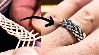 How to make a hand-woven silver ring with 7 threads