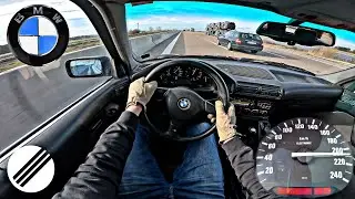 1993 BMW E34 525tds TOP SPEED DRIVE ON GERMAN AUTOBAHN 🏎