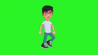 animated boy in green screen 