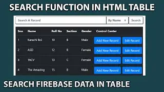 SEARCH Function in HTML Table | Firebase Database Javascript