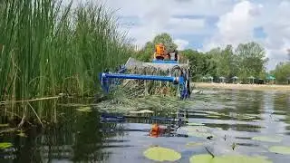 Лодка косилка для уборки водной растительности и покоса камыша №3/boat mower berky