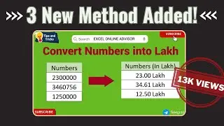 How to convert Number into Lakh - Excel Tricks & Tips