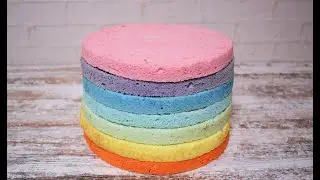 РАДУЖНЫЙ ТОРТ ! БИСКВИТ НА БЕЛКАХ ПОДРОБНО ! Радужные коржи для торта. RAINBOW CAKE !REGENBOGENTORTE