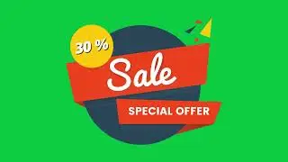 30% Sales Animated Logo | Sales Tag | on Green Screen