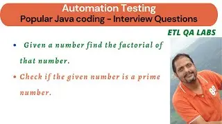 Automation Testing : Popular Java coding Interview Questions | Check prime number | Find factorial