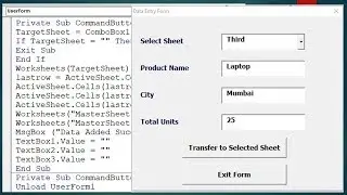 Add Data to Specific Sheet from User Form - Advanced Excel VBA Userform