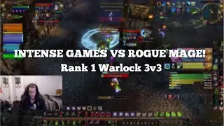 INTENSE GAMES VS Rogue Mage! - Warlock POV 3v3 Arena (BFA World of Warcraft)