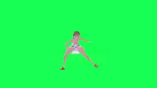 Animated nice girl dancing capoeira front angle isolated green screen animation crowd Isolated