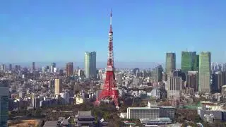 Tokyo Tower Skyline - Copyright Free Stock Footage Video Clip
