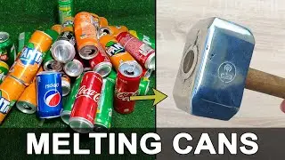 Melting soda cans - Thor's hammer casting. Trash to treasure / Aluminium casting