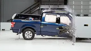 2019 Ford F-150 crew cab passenger-side small overlap IIHS crash test