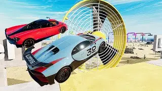 Cars VS Giant FANS Challenge Race - Sports Car Driver - BeamNG Drive