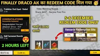 Free Fire Redeem Code Today | 5 December Draco Ak47 Redeem Code Free fire | 5 December Redeem Code