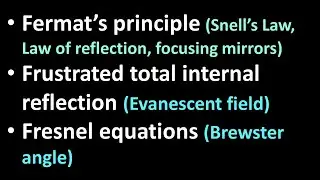 06. Light at an interface (Fermat's principle, evanescent waves, Fresnel equations)