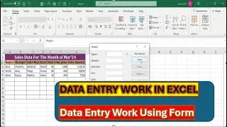 DATA ENTRY WORK IN EXCEL# Data Entry Using Form in MS Excel#Data Entry in Excel