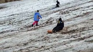 Bebe and Aidan Sledding at Reinheimer Park, January 7, 2024