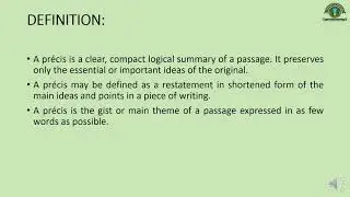 Lecture 19. Communication Skills. Precis Writing.