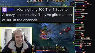 xQc gifted 100 subs to Arteezy's PMA community