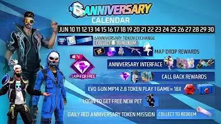 FREEFIRE 6th ANNIVERSARY CALENDER 2023 | 6th ANNIVERSARY FREE REWARDS | TRAP RAP EVENT, FF NEW EVENT