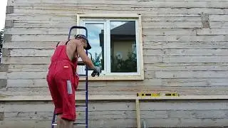 Утепление Обрешетка на стены фасада Деревянного дома из бруса 150-150 Качественно.
